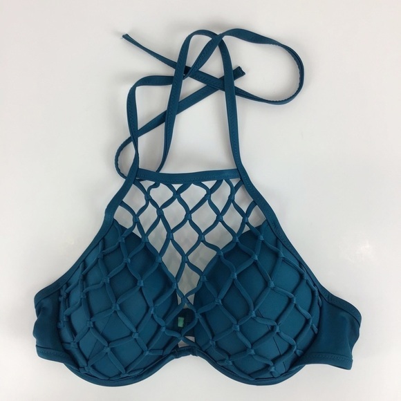 Shade & Shore Teal Net Bikini Top Light Lift | 36B - Picture 3 of 11